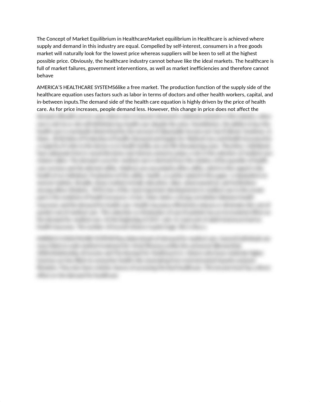 The Concept of Market Equilibrium in HealthcareMarket equilibrium in Healthcare is achieved where su_d3sq910zwio_page1