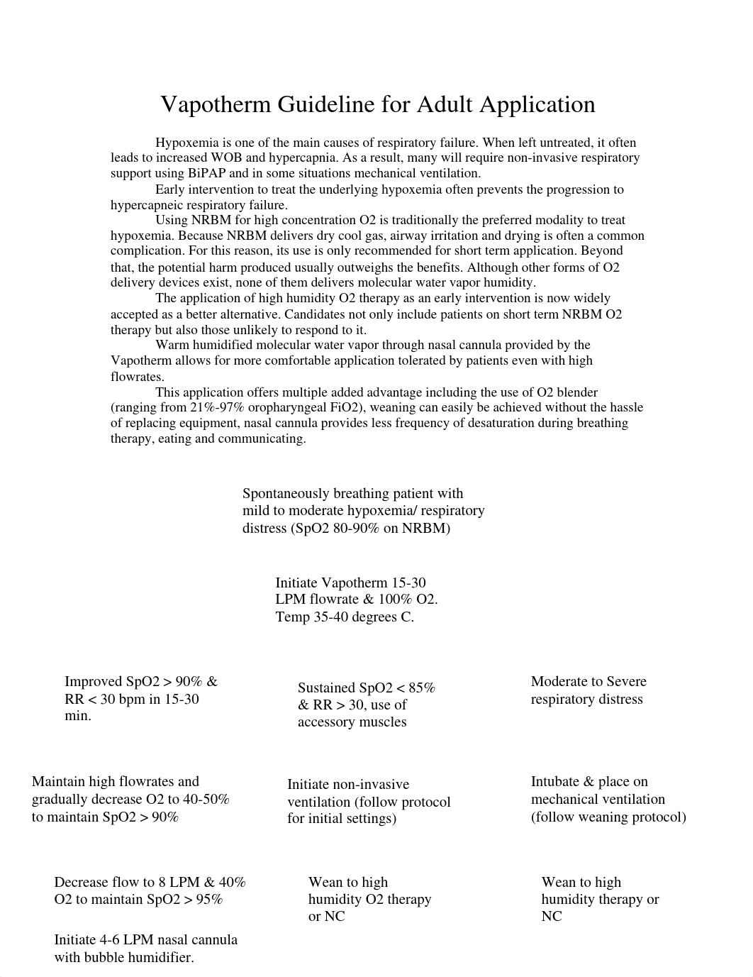 Vapotherm Suggested Settings - Adult.pdf_d3swues06ua_page1