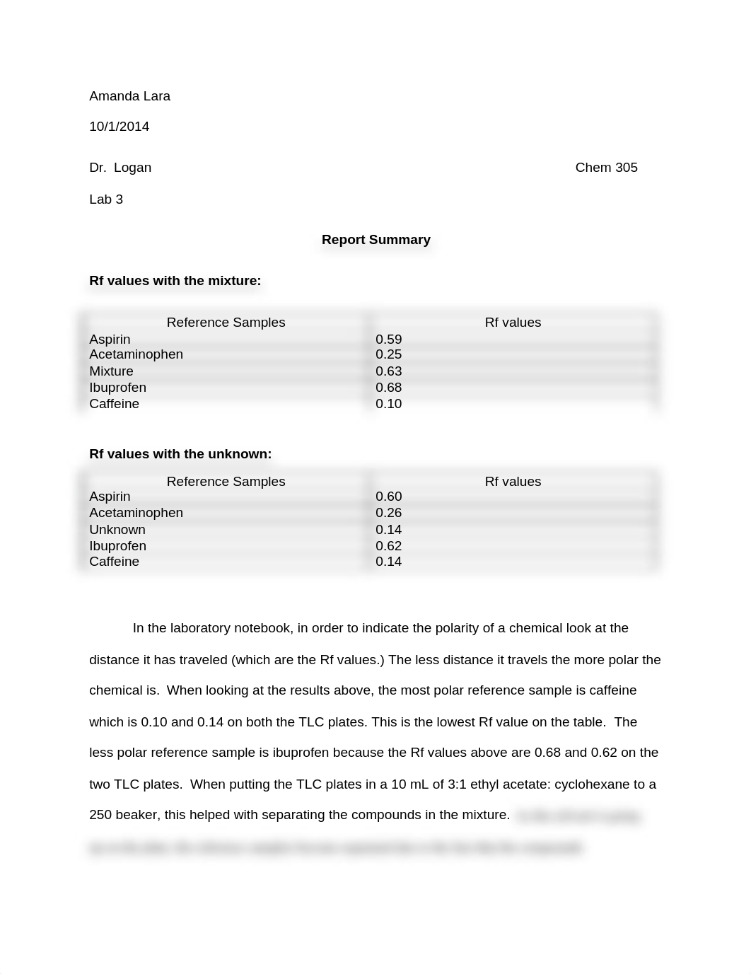 Lab 4: Thin Layer Chromatography of Analgesics. Report Summary_d3t096jj2vk_page1