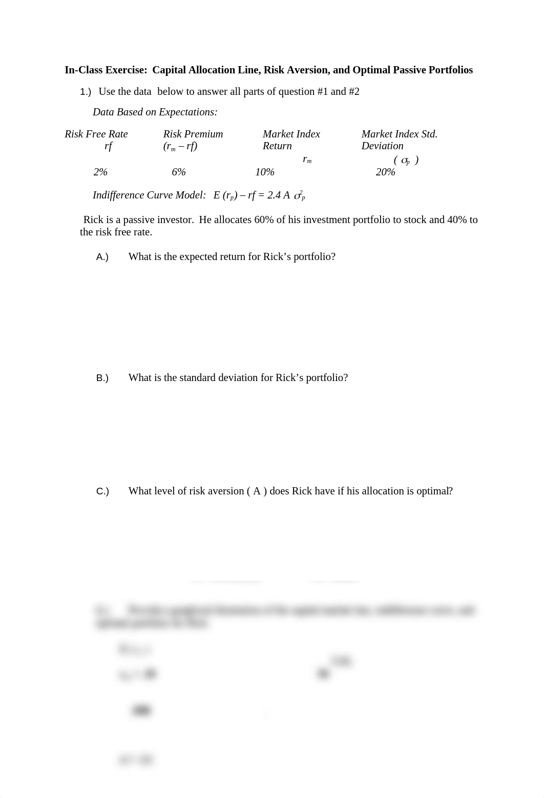 In-class exercises Capital Allocation Lines with Answers_d3t4dbvwm34_page1