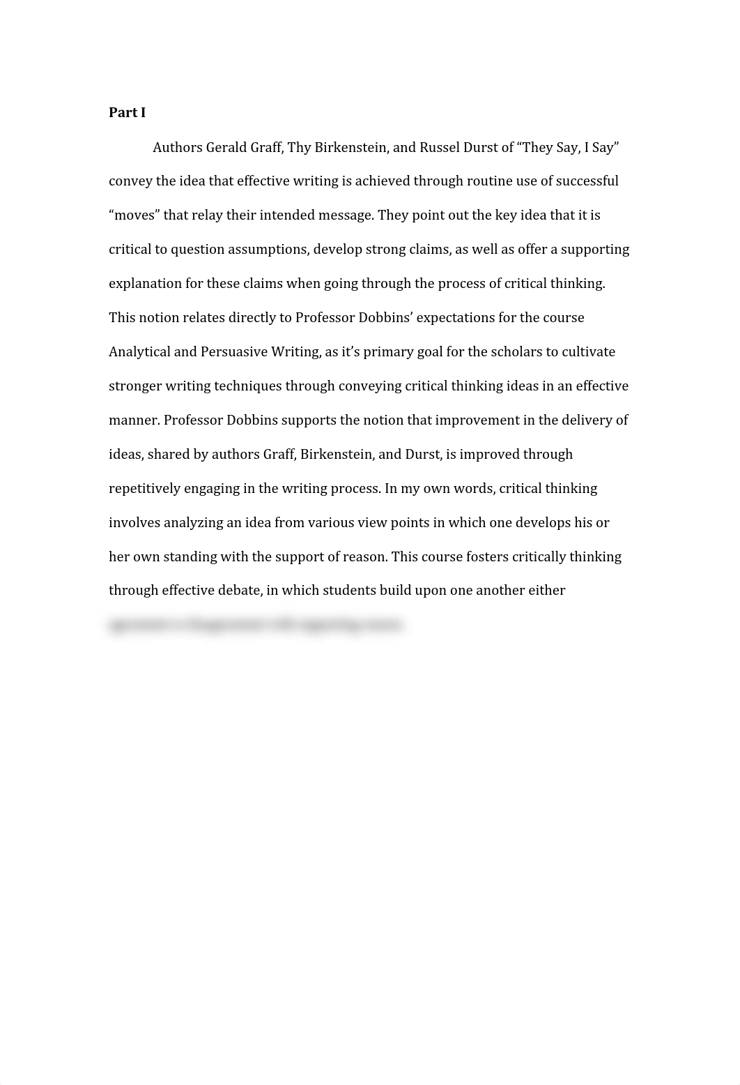 Homework - Writing Assignment Graff, Birkenstein, and Durst  "They Say, I Say"_d3tfzzei7vn_page1