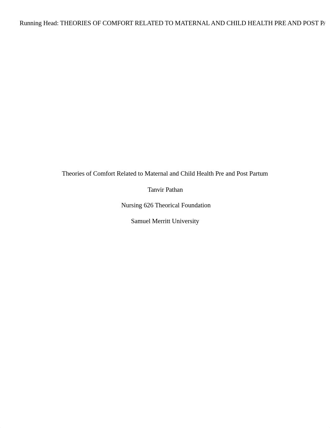 Theories of Comfort Related to Maternal and Child Health Pre and Post Partum.docx_d3tlvfeufoh_page1