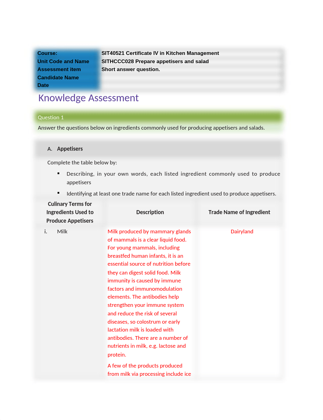 SITHCCC028 - Prepare appetisers and salads Assessment A1..docx_d3tq42z5xti_page1