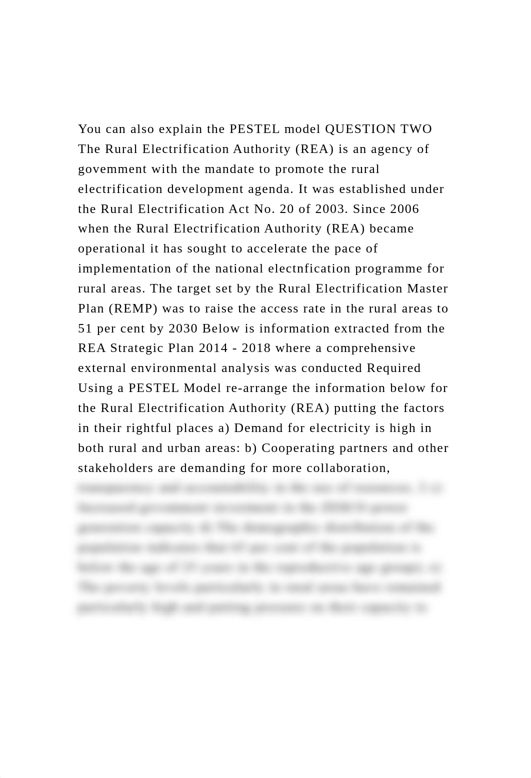 You can also explain the PESTEL model QUESTION TWO The Rural Ele.docx_d3tumwfvxdb_page2