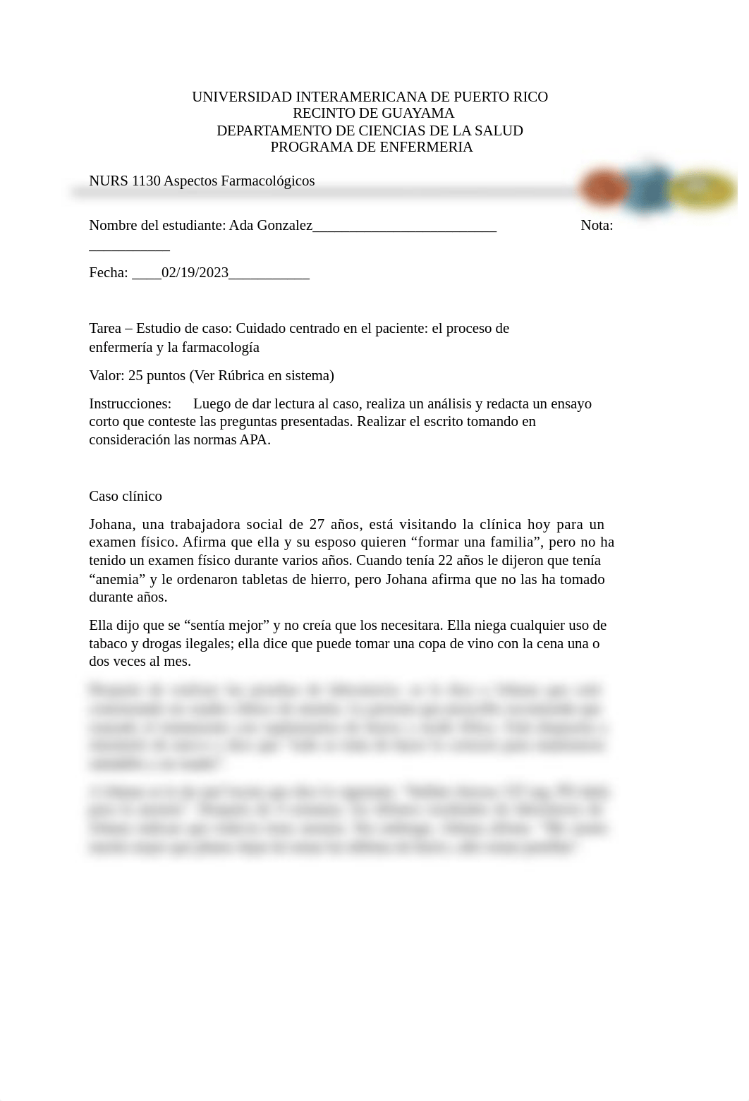 Tarea Estudio de caso Cuidado centrado en el paciente el proceso de enfermería y la farmacología.doc_d3tvr255fci_page1