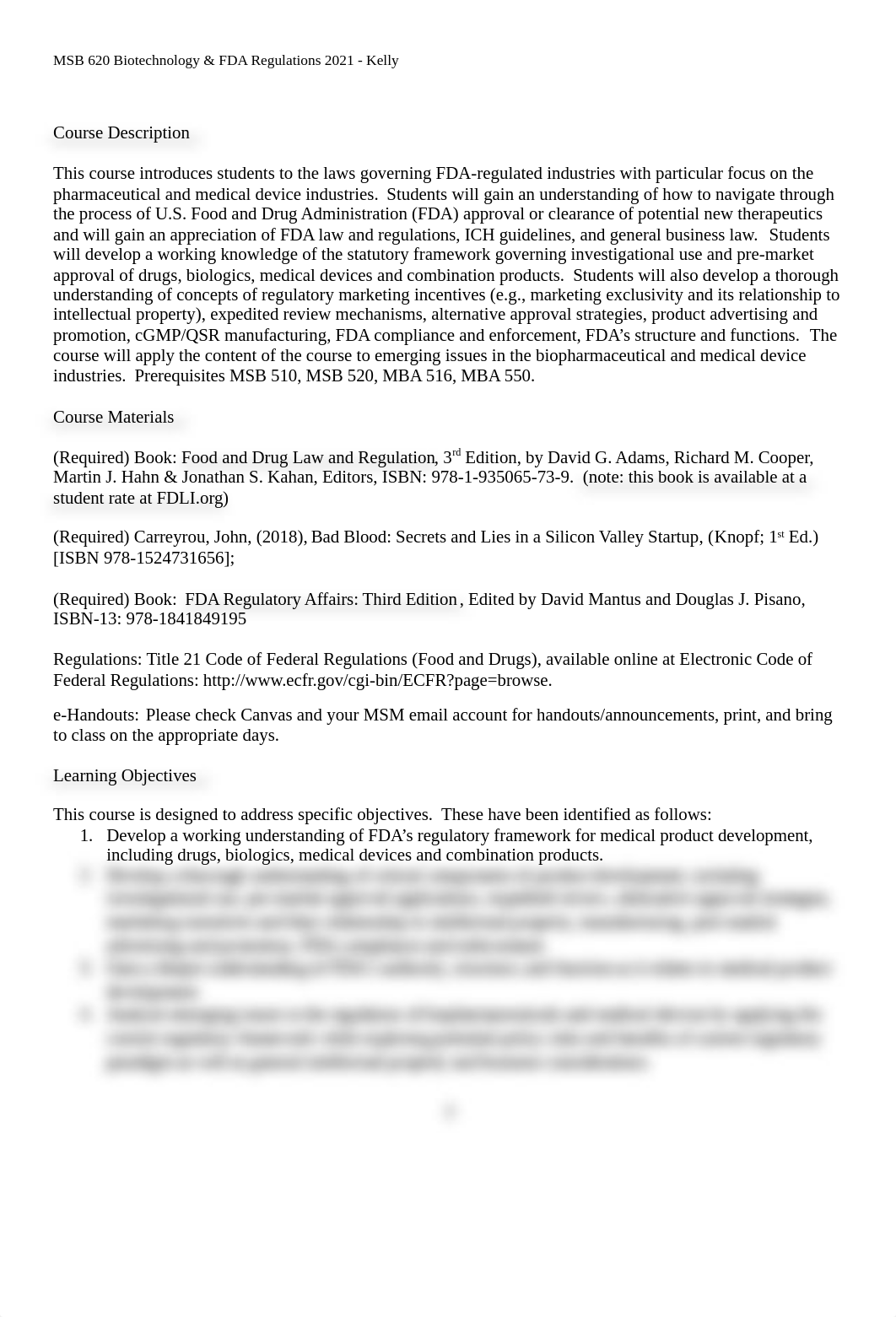 Syllabus MSB 620 Biotechnology and FDA Regulations 3 Credits Kelly Spring 2021.docx_d3um56izskg_page2