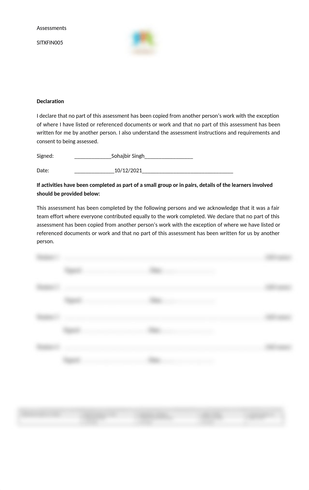 SITXFIN005 Assessment Tools 1 Done.docx_d3uo5cqom3c_page2