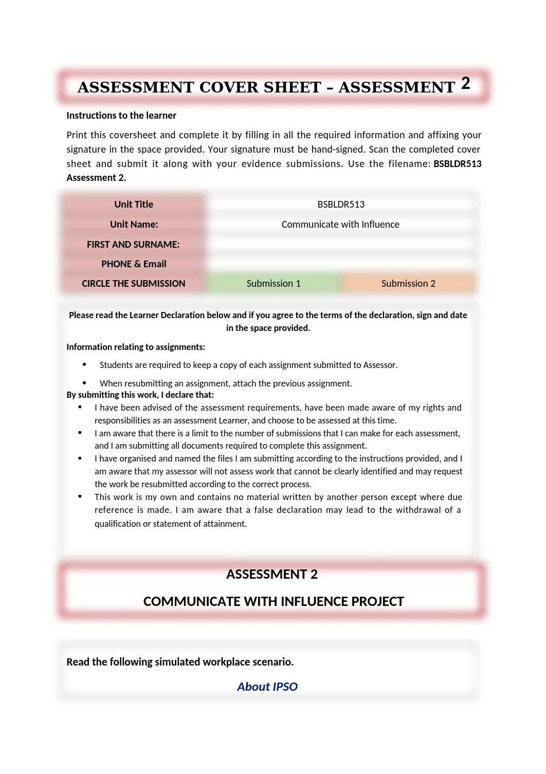 BSBLDR513 assesment 2 Communiate with influence.docx_d3vbbrfcr3h_page1