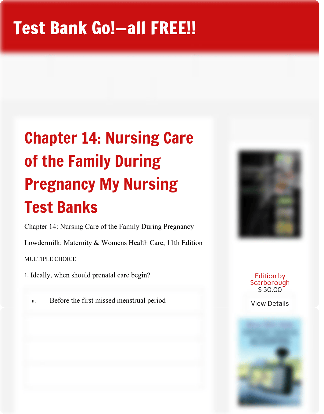 Chapter 14: Nursing Care of the Family During Pregnancy My Nursing Test Banks - Test Bank Go!-all FR_d3vd83at64l_page1