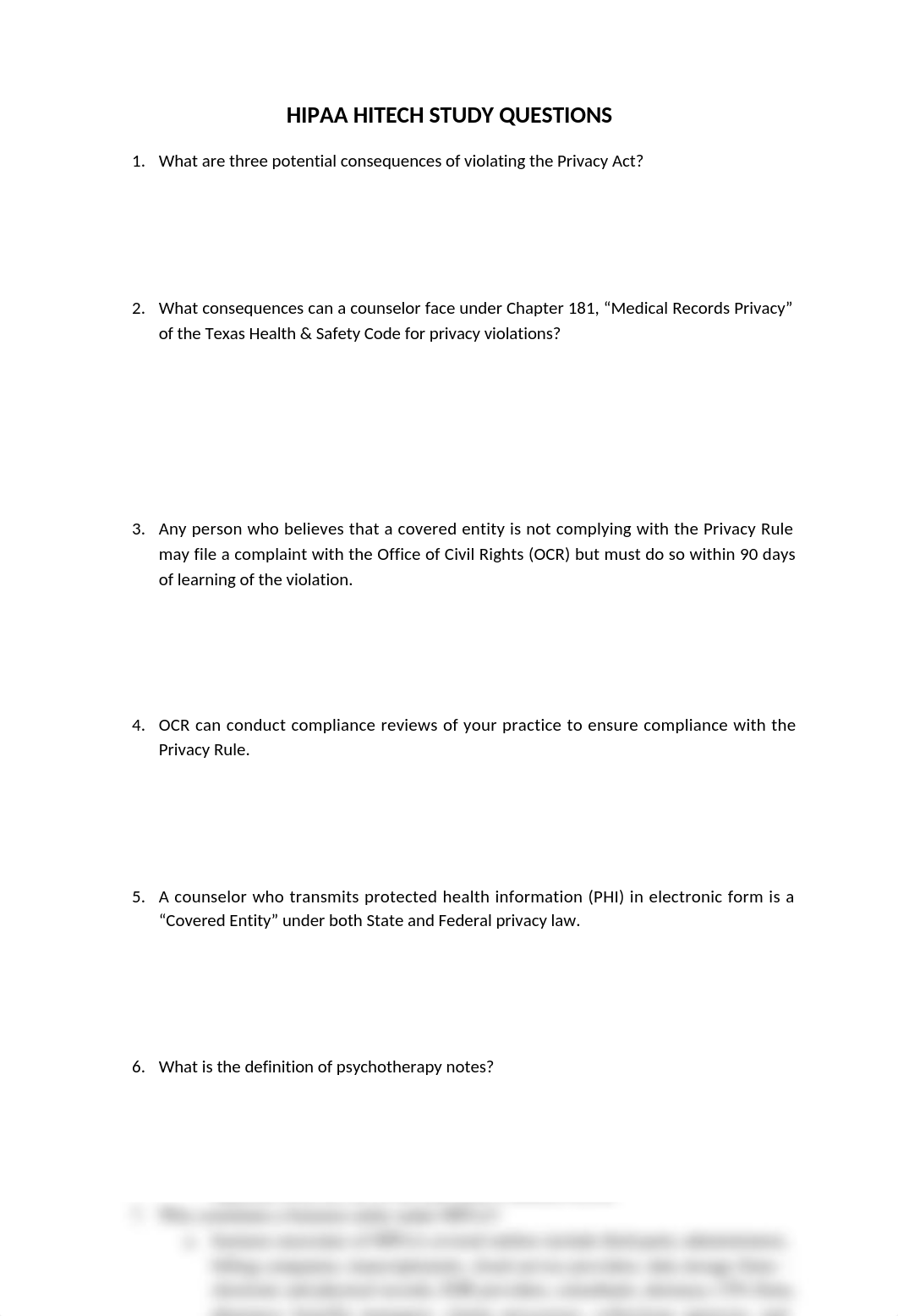 HIPAA and HITECH STUDY QUESTIONS.docx_d3wfjlbizkr_page1