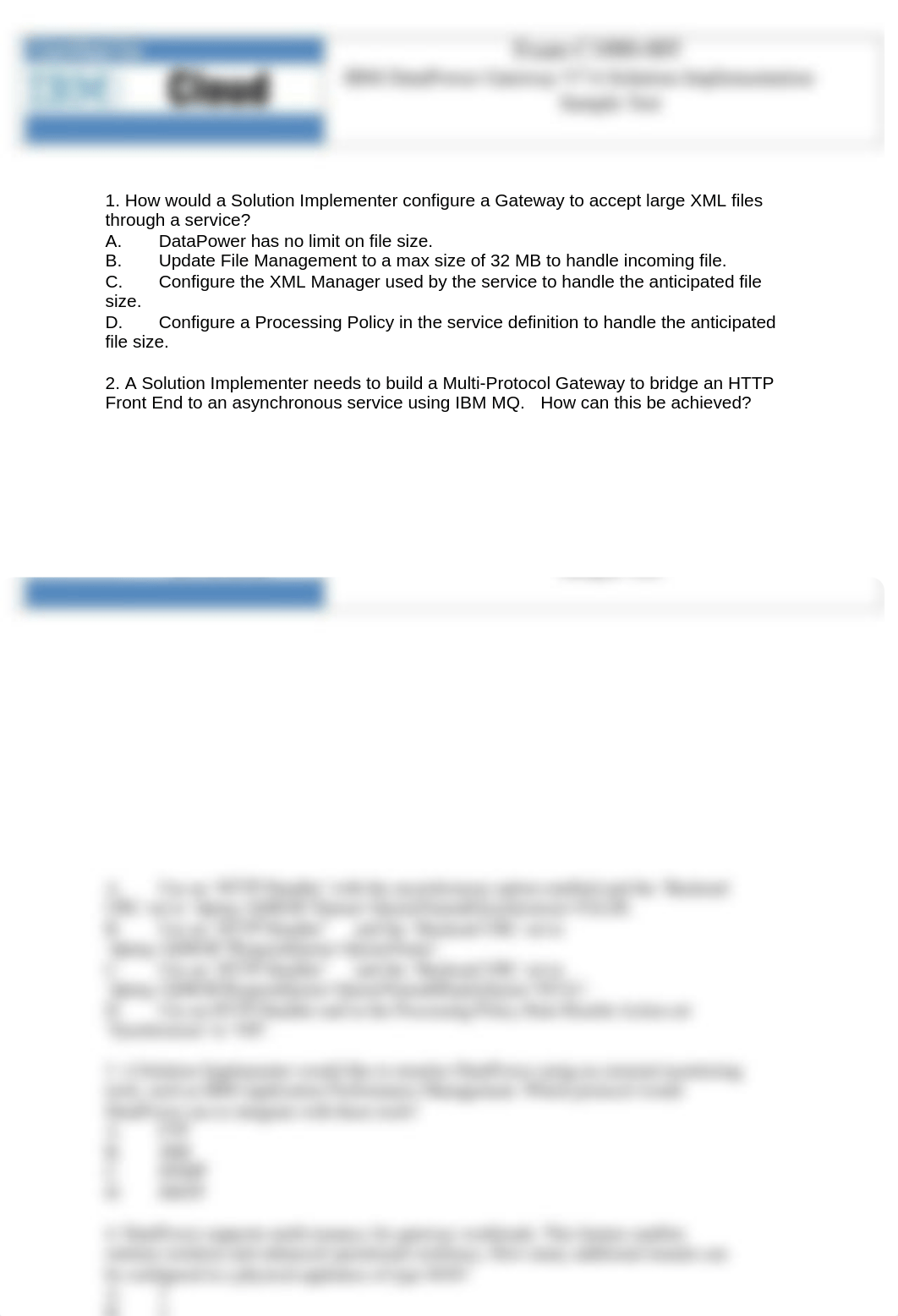 Exam C1000-005 IBM DataPower Gateway V7.6 Solution Implementation Sample Test samc1000_005.pdf_d3x5657pkex_page1