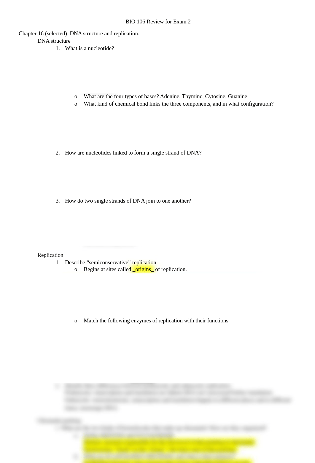 BIO 106 Ch 16,17,18 Review for Exam 2 (1).docx_d3xq2ea4cbv_page1