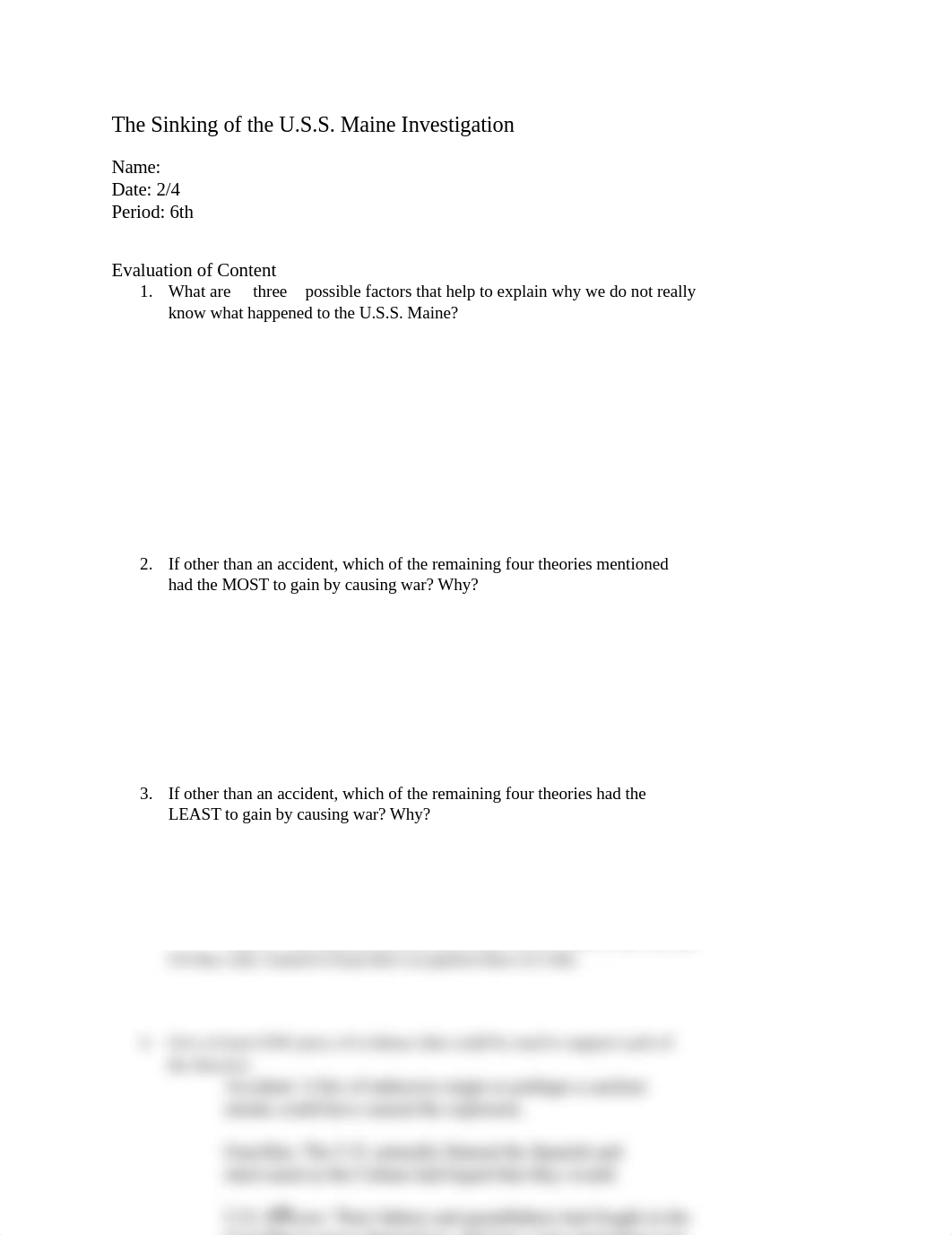 Questions - The Sinking of the USS Maine Investigation.pdf_d3y7s6fww8h_page1