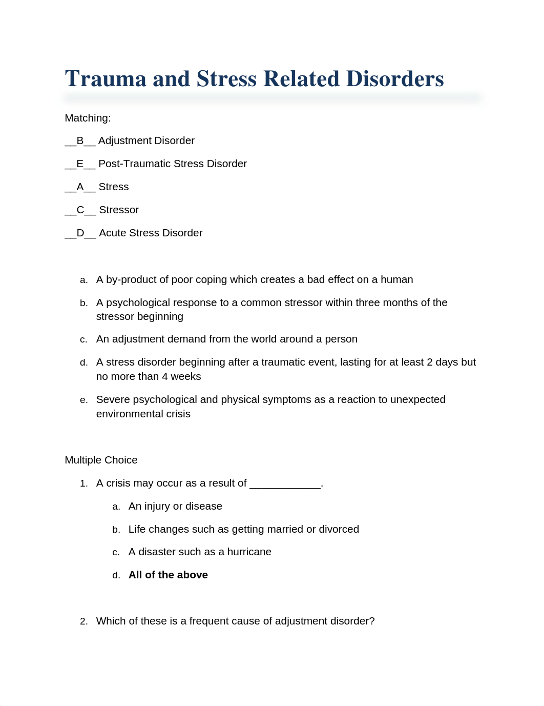 Trauma and Stress Related Disorders Study Guide_d3yelkttfh5_page1