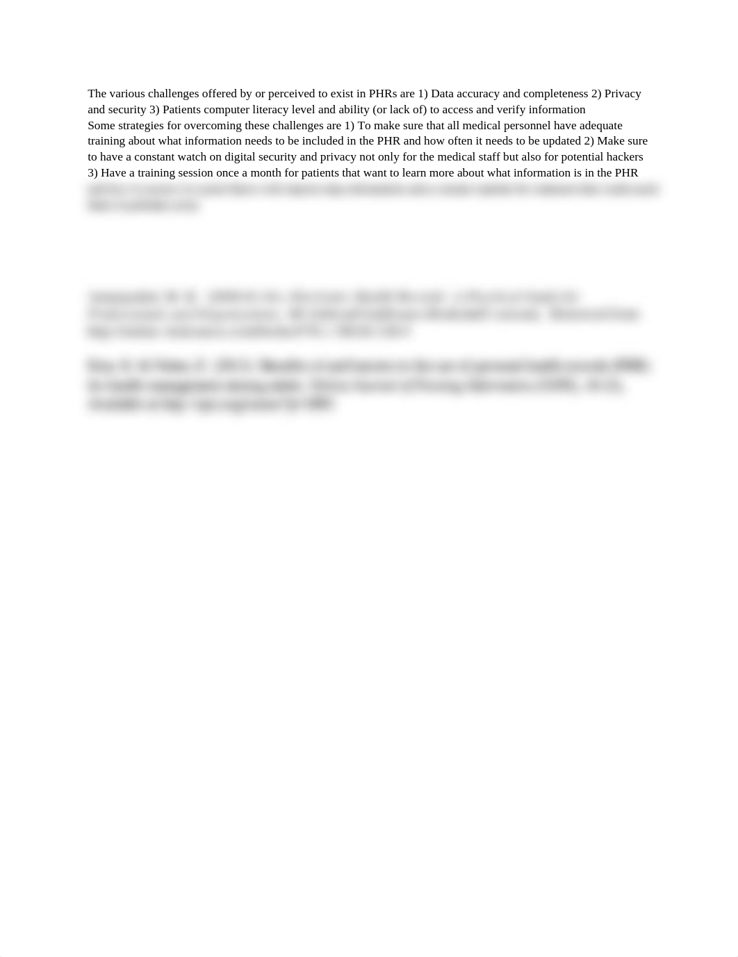 The various challenges offered by or perceived to exist in PHRs are 1_d3yvlbqmpq8_page1