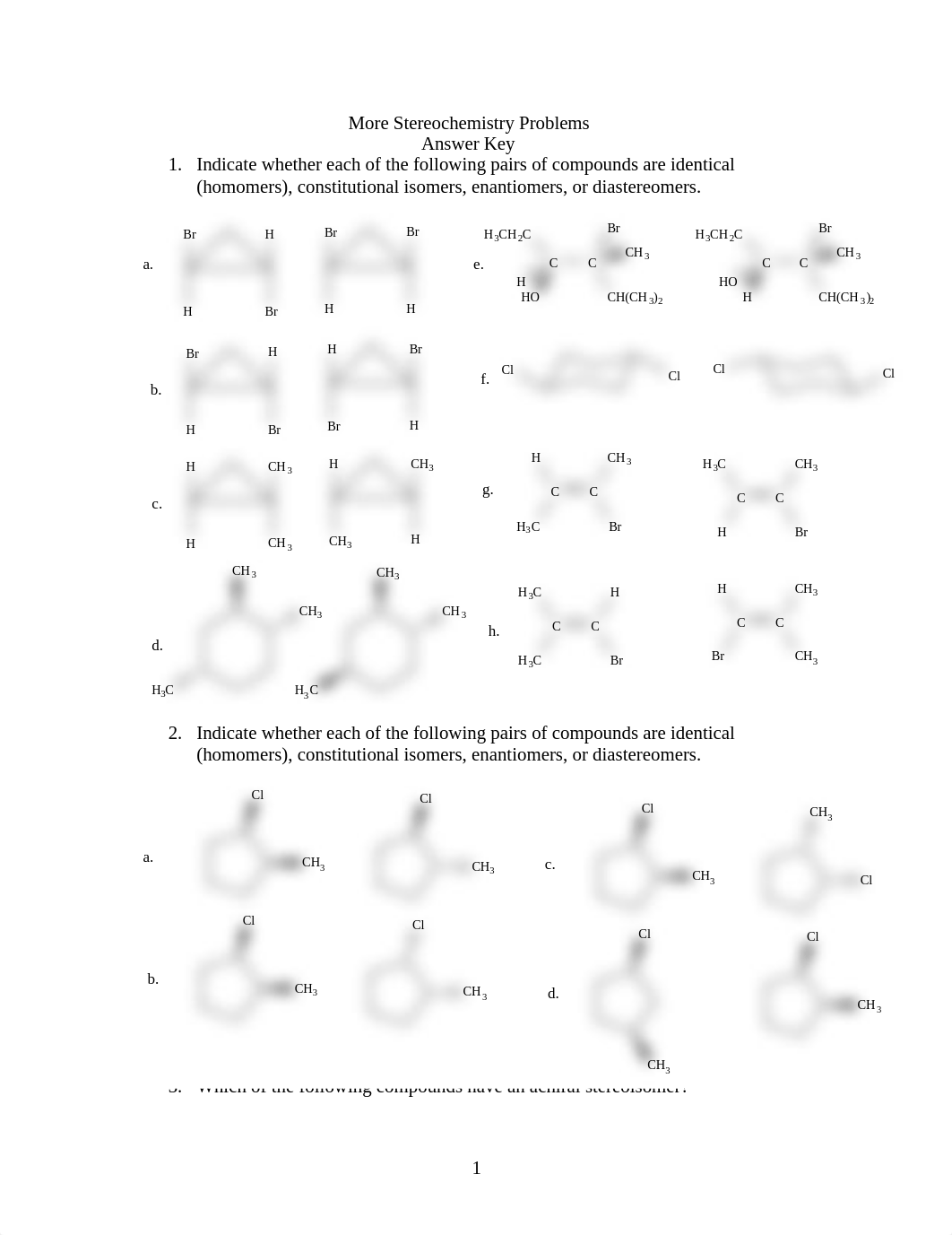 More Stereochemistry Problems Answer Key (1)_d3z6ufj3v8x_page1