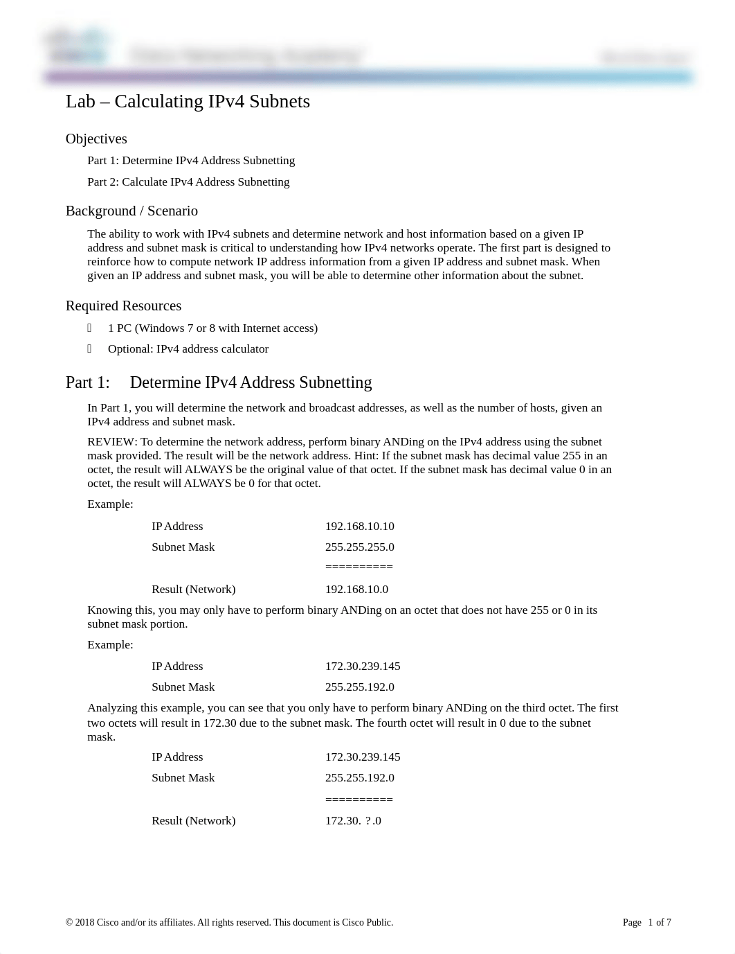 CCNA8.1.4.6 Lab - Calculating IPv4 Subnets.docx_d3zncoecg4k_page1