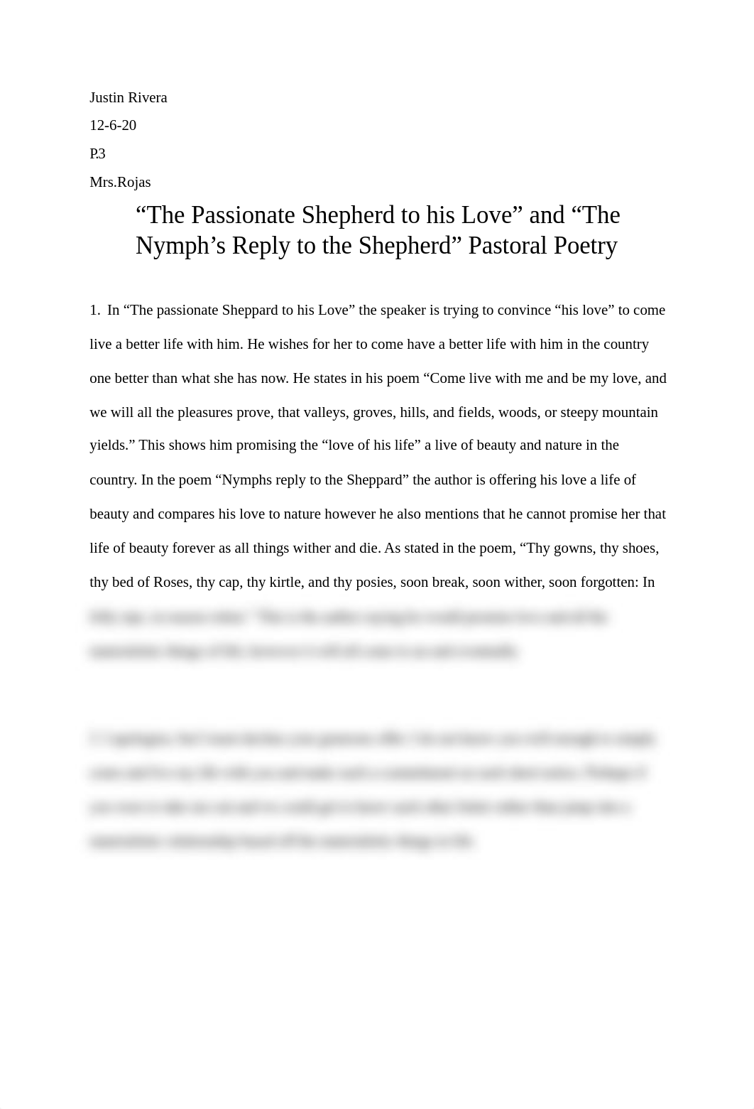 "The Passionate Shepherd to his Love" and "The Nymph's Reply to the Shepherd" Pastoral Poetry.docx_d3zztkj38hi_page1