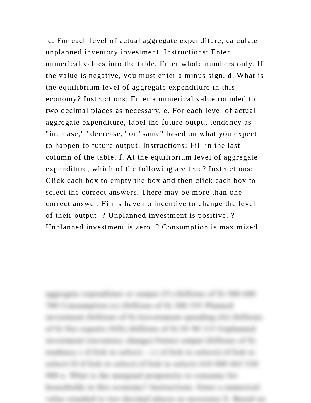 c. For each level of actual aggregate expenditure, calculate unplanne.docx_d407v7767h0_page2