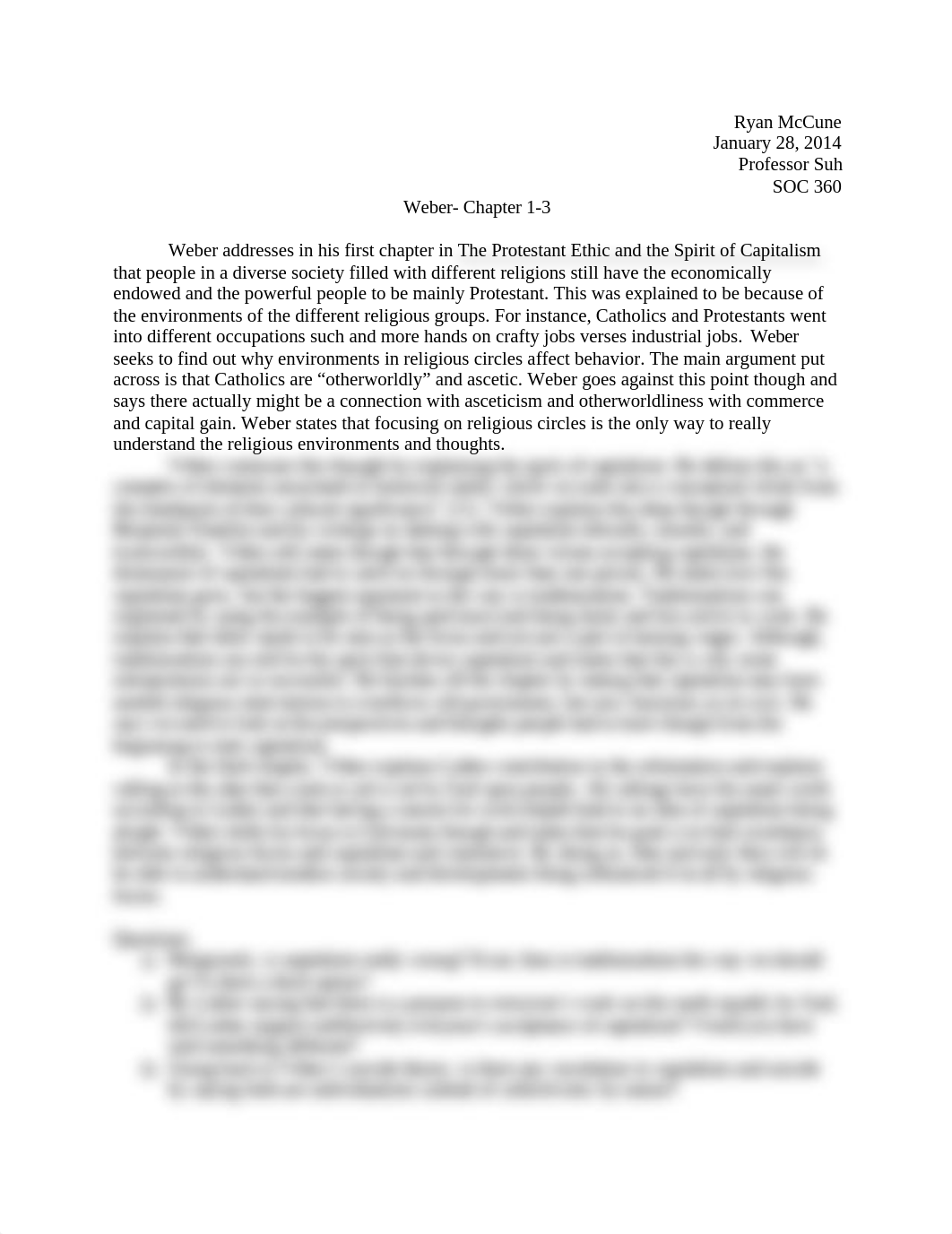 Weber- Protestant Ethic & the Spirit of Capitalism- Ch. 1, 2, & 3 Summary_d40nkd091xy_page1