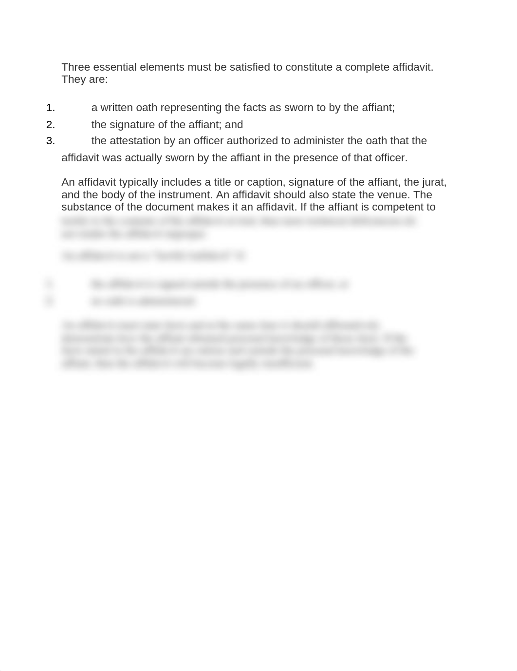 Three essential elements must be satisfied to constitute a complete affidavit.docx_d41a56g2wqq_page1