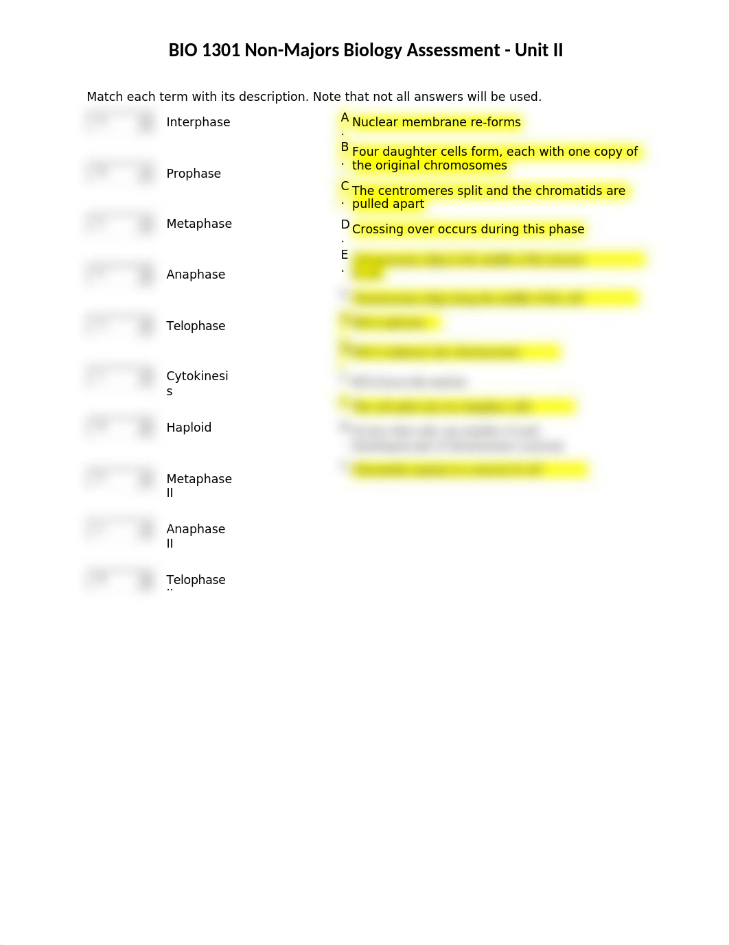 BIO 1301 Non-Majors Biology - Unit II Assessment.docx_d42009164jl_page1