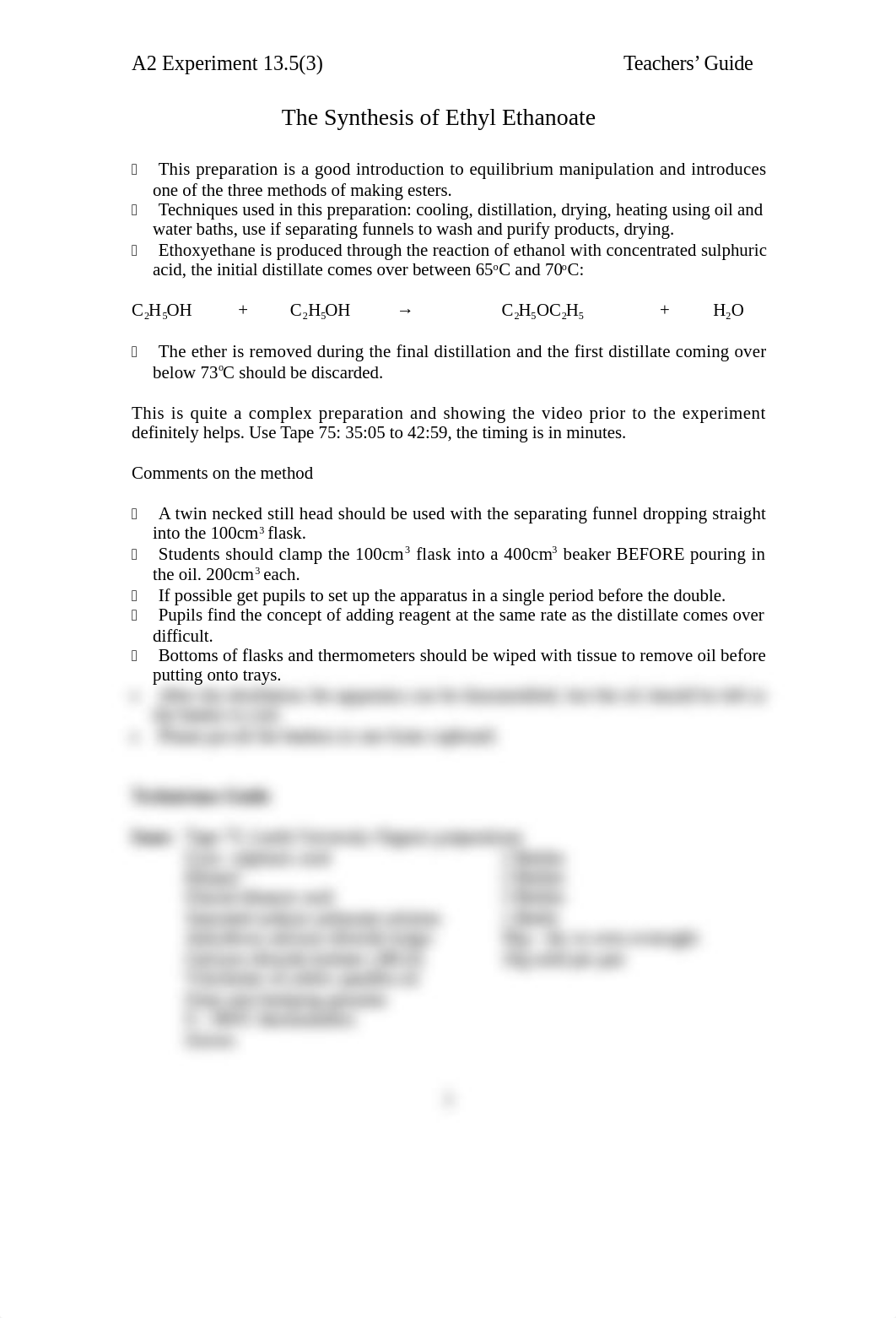 A2 Expt13.5(3) The Synthesis of Ethyl Ethanoate Teacher guide.doc_d42nzdt0ebx_page1