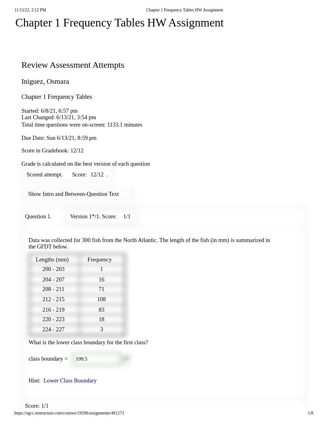 Chapter 1 Frequency Tables HW Assignment.pdf_d432njzz3s6_page1