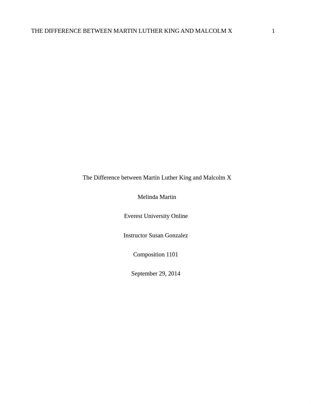 Melinda Martin WK11 CompareContrast Final essayThe Difference between Martin Luther King and Malcolm_d438tua4gnj_page1
