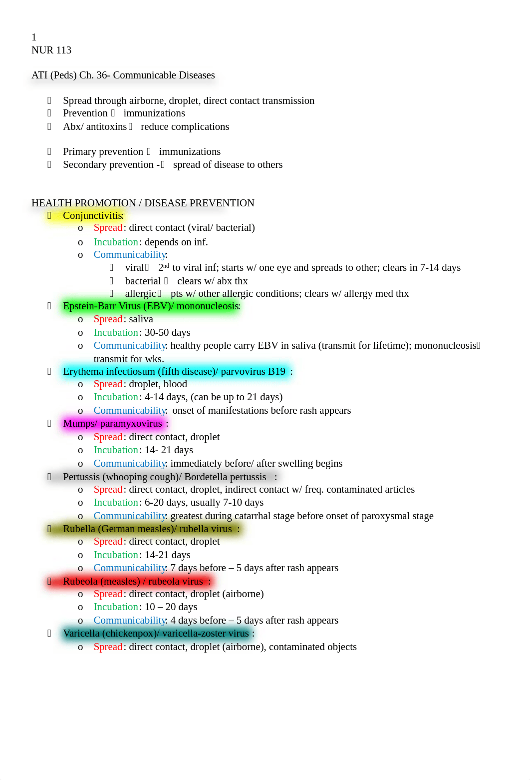 RCC NUR 113- ATI Peds Ch. 36- Communicable Diseases.docx_d43pmi4zsxe_page1