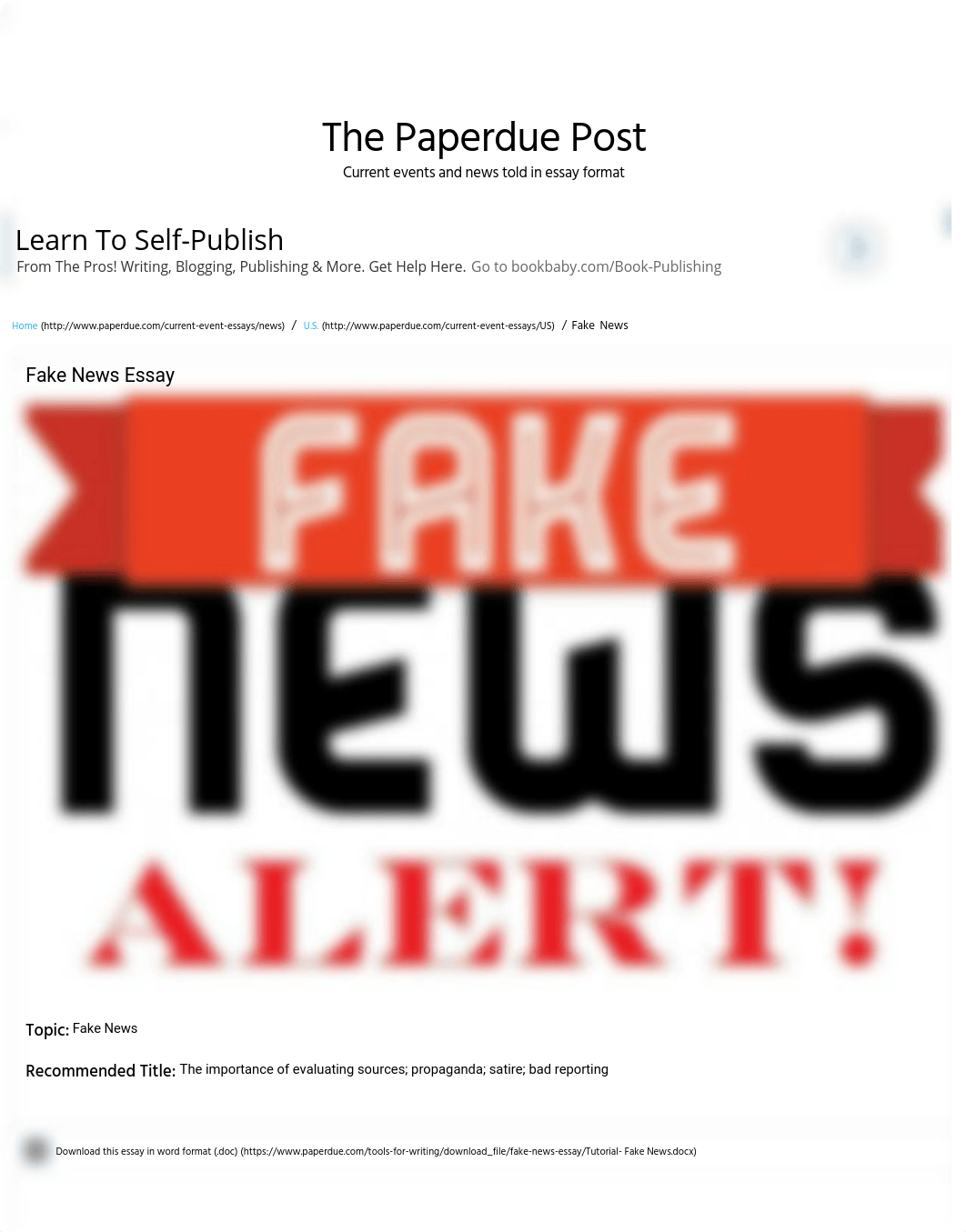 Fake News Essay - Current Events Essays - Paperdue.com_d43qkcj197t_page1