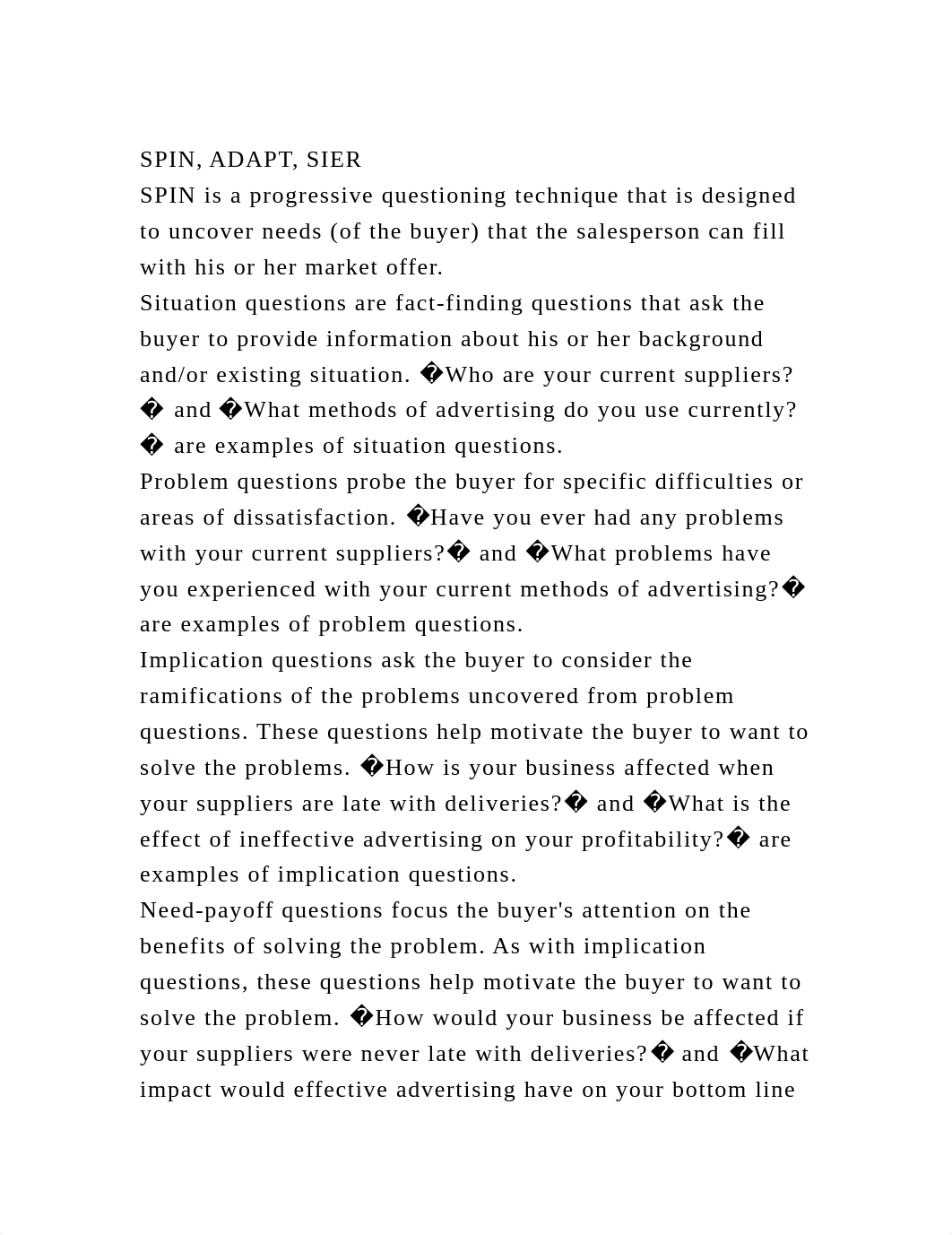 SPIN, ADAPT, SIERSPIN is a progressive questioning technique that .docx_d43xwkwwqjo_page2