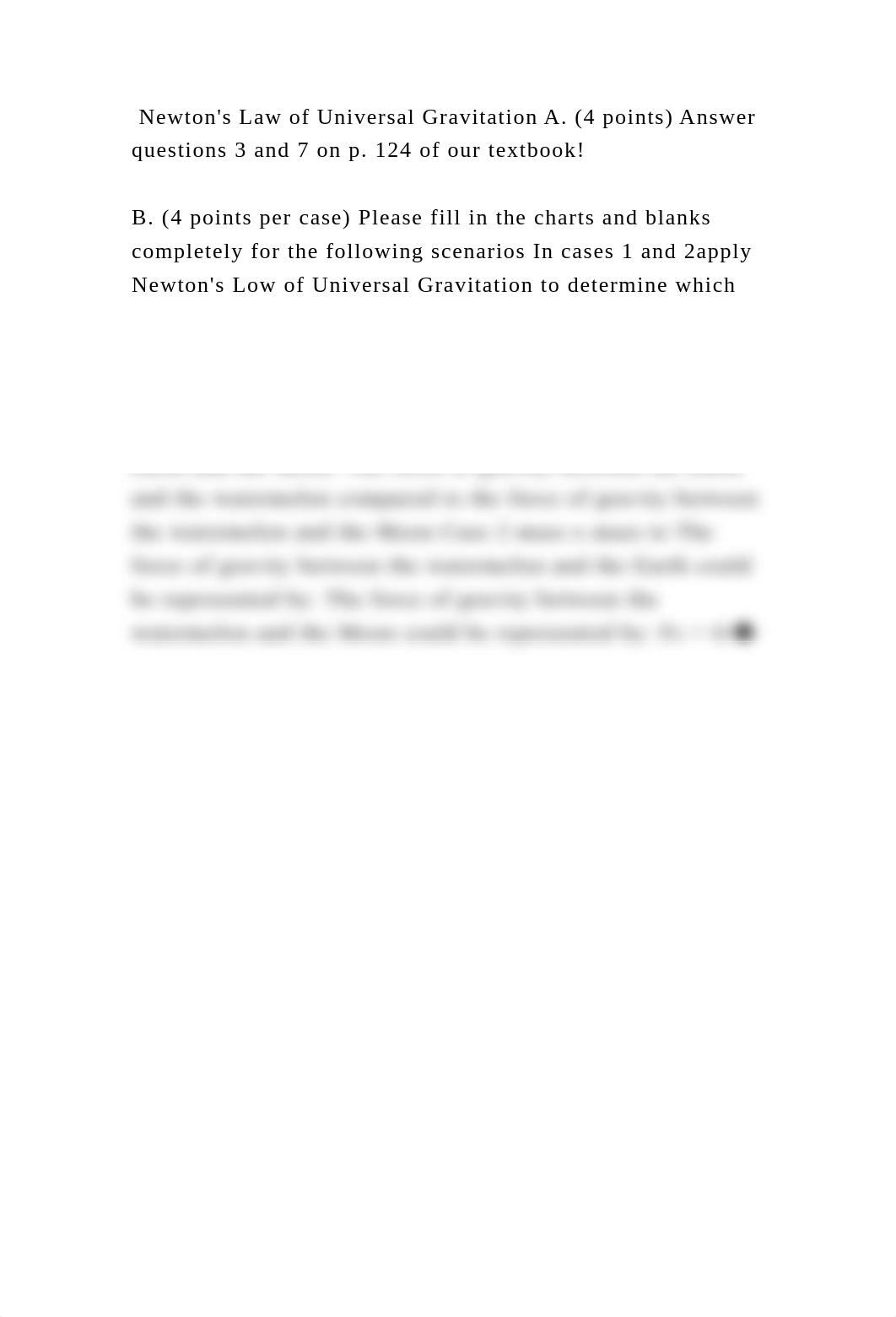 Newtons Law of Universal Gravitation A. (4 points) Answer questions .docx_d43zs23pcs1_page2