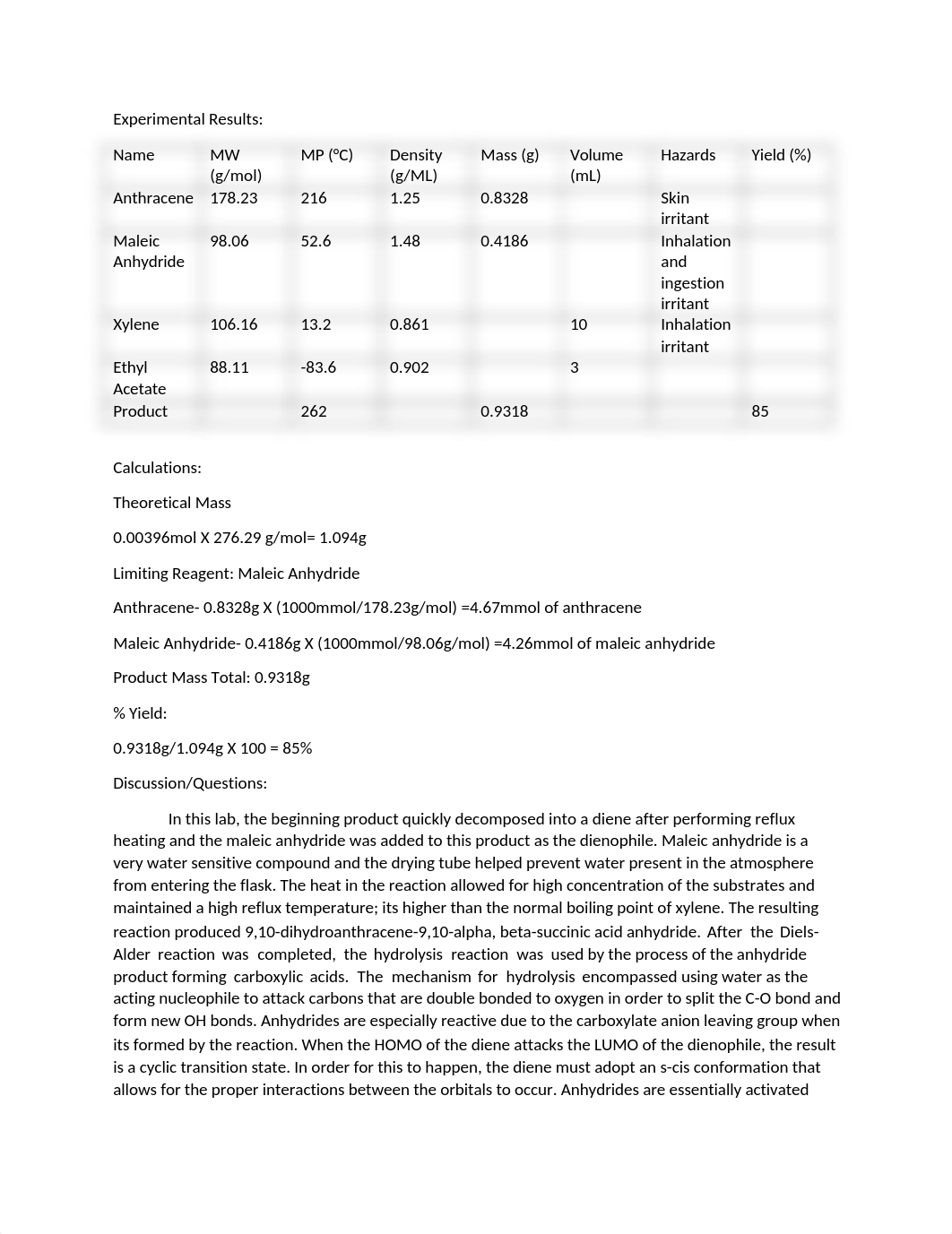 Orgo 2 Diels Alder Lab report 2019.docx_d44lx5ic3o3_page2