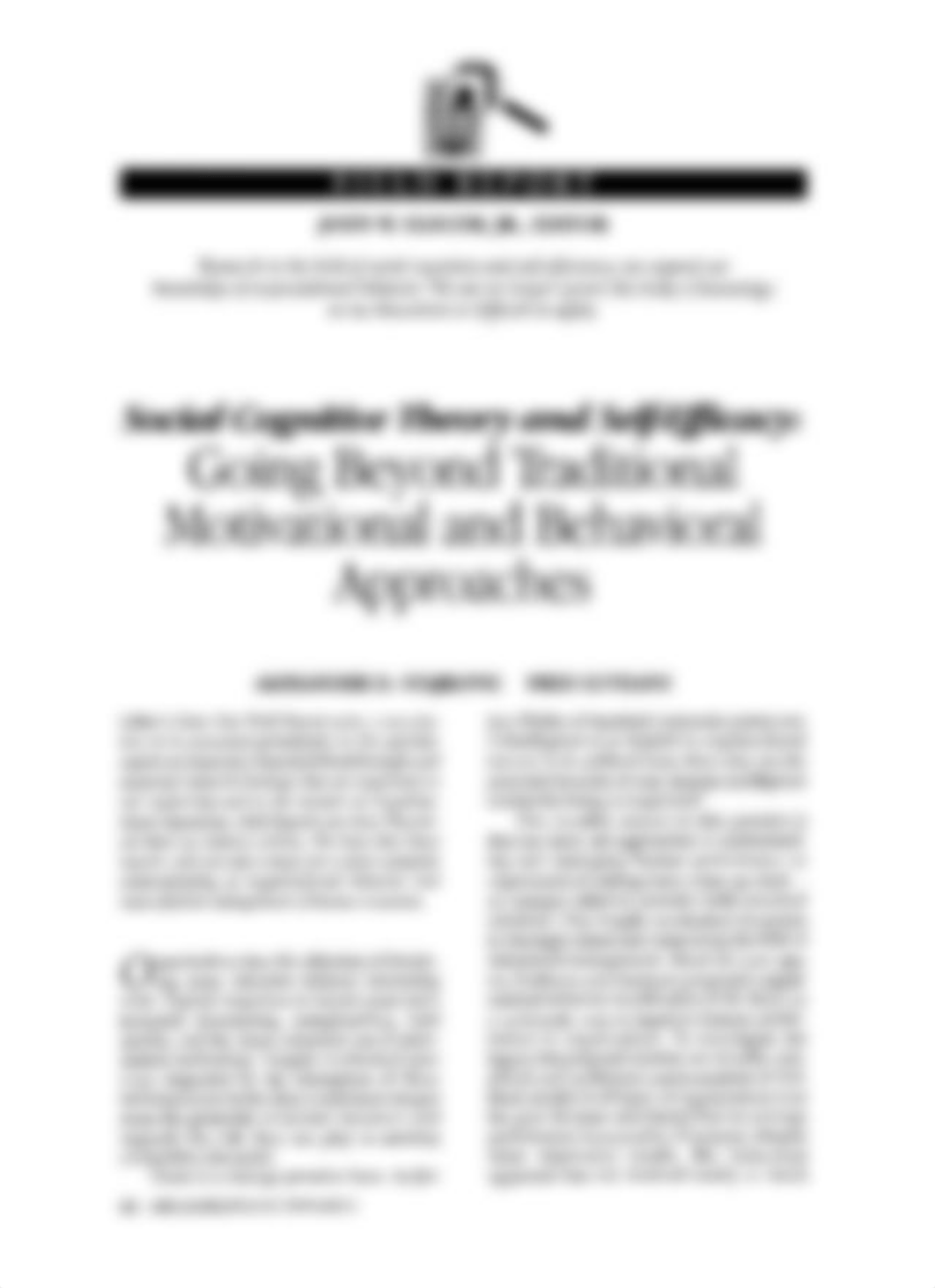 Social cognitive theory and self-efficacy- Goin beyond traditional motivational and behavioral appro_d45pnbfwkty_page1