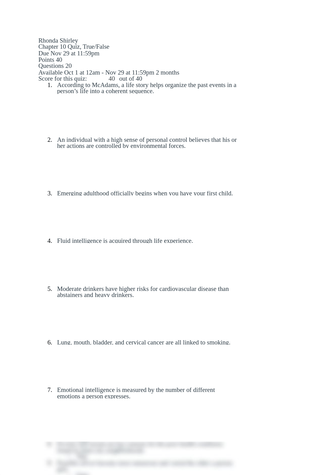 Human Growth and Development Chapter 10 True or False.docx_d45yo6lkfry_page1