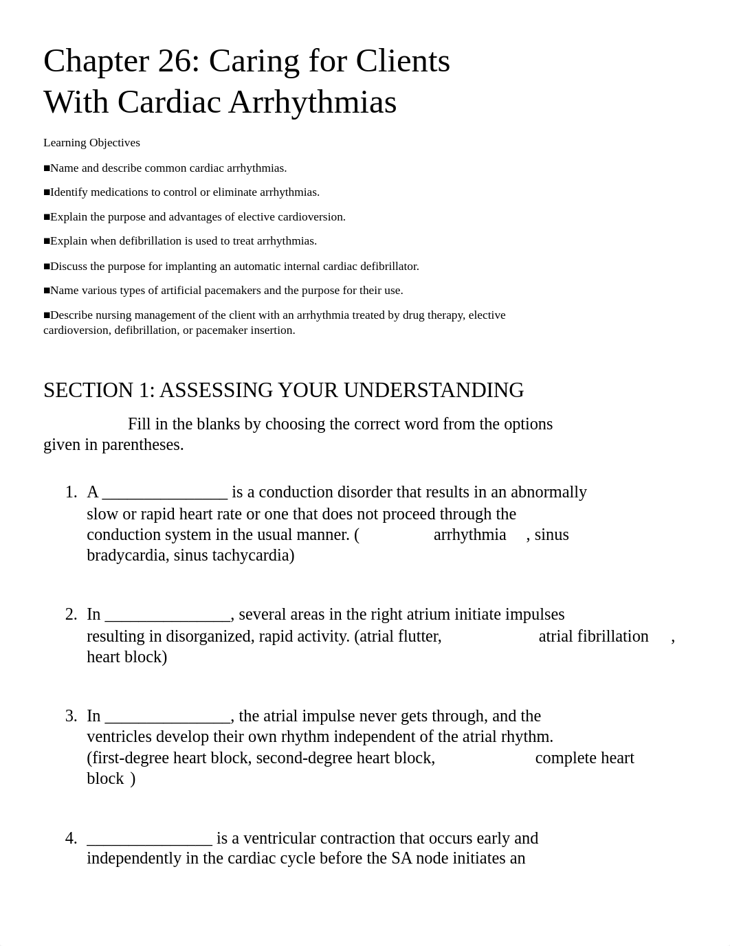 Chapter 26 Caring for Clients With Cardiac ArrhythmiasDONE.docx_d464yyhlaw2_page1