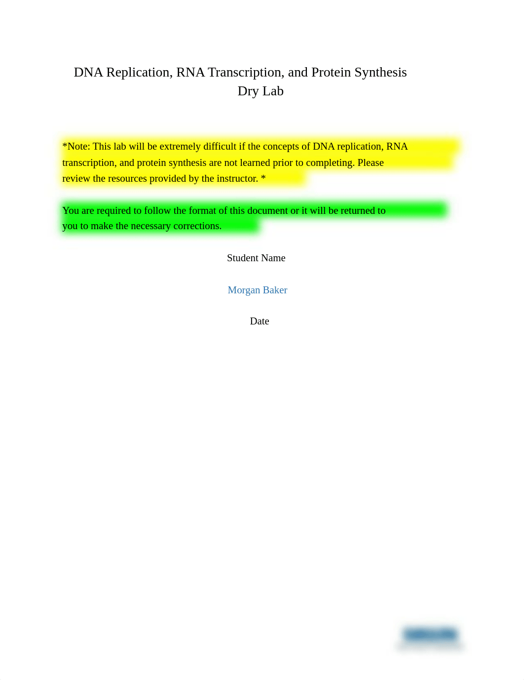 DNA Replication RNA Transcription Protein Synthesis Dry Lab Q Modified Fall 2021.docx_d466fm8xy1y_page1