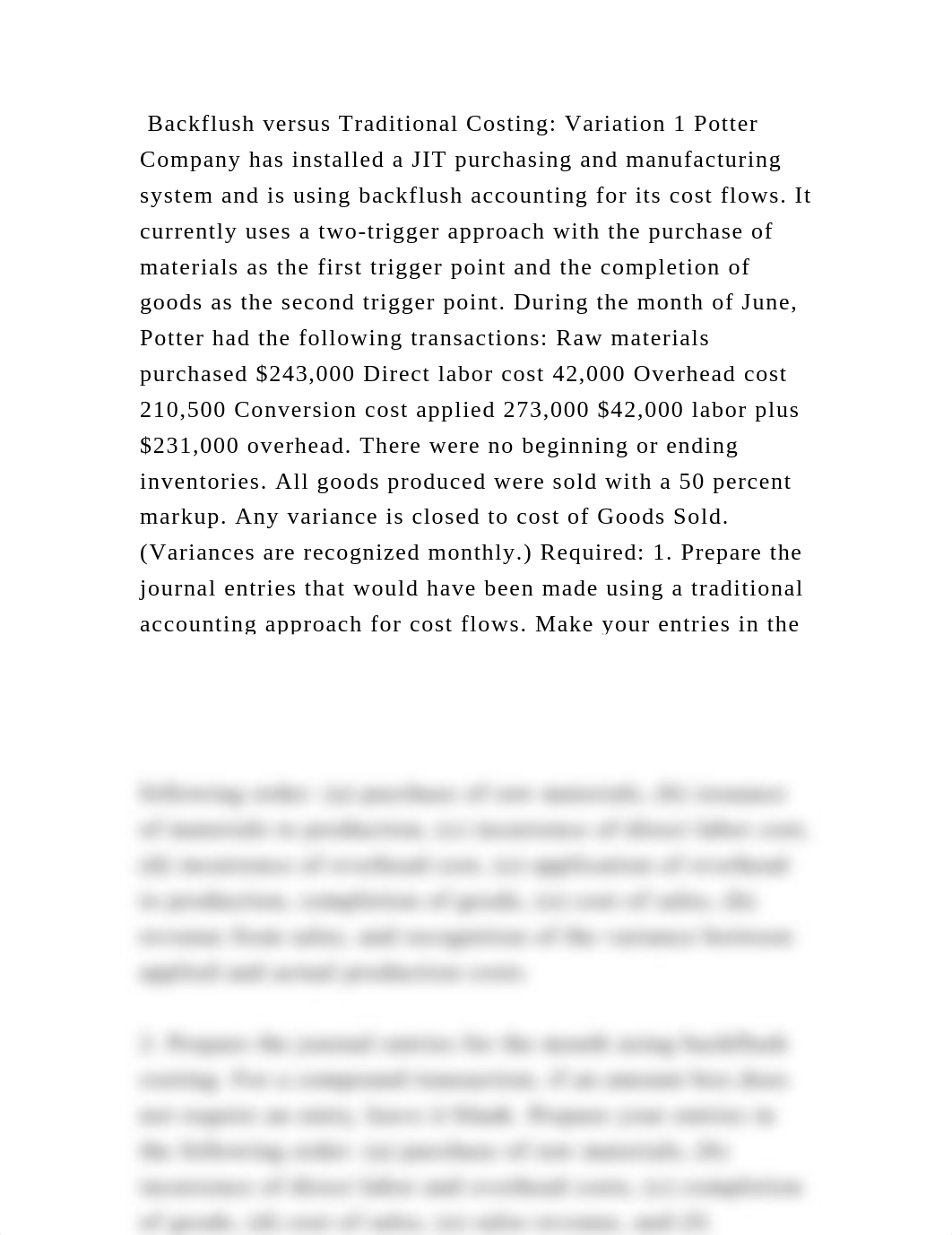 Backflush versus Traditional Costing Variation 1 Potter Company has .docx_d46l4s5xzw3_page2