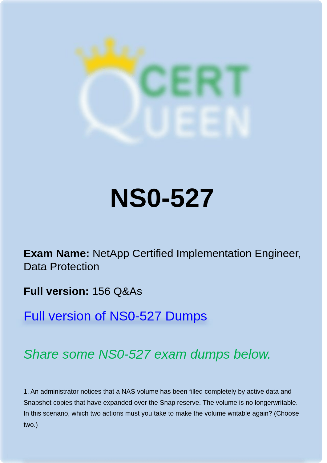 2022 Updated Netapp NS0-527 Actual Questions.pdf_d476vt7u9zq_page1