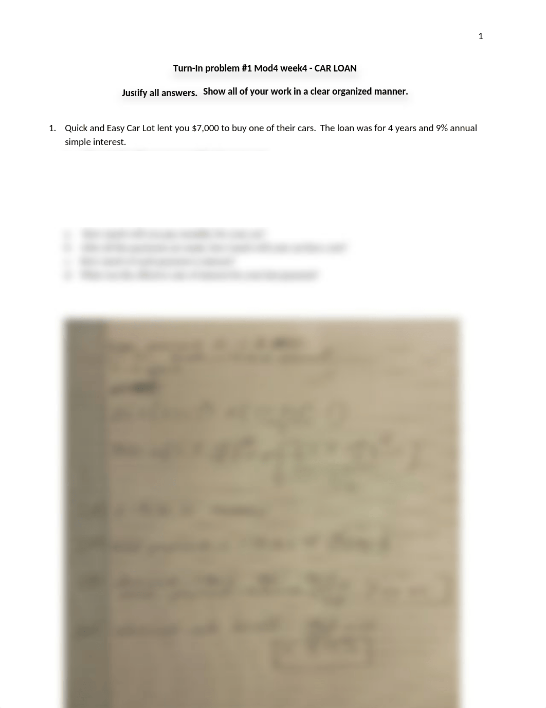 Turn-In Problem #1 Mod4 week4 CAR LOAN .docx_d47ozxe48ev_page1