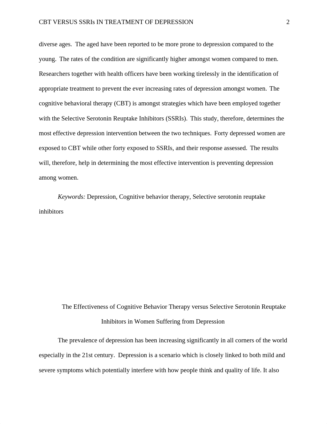 The Effectiveness between Cognitive Behavior Therapy versus Selective Serotonin Reuptake-Week7.docx_d47vgl0g7ps_page2