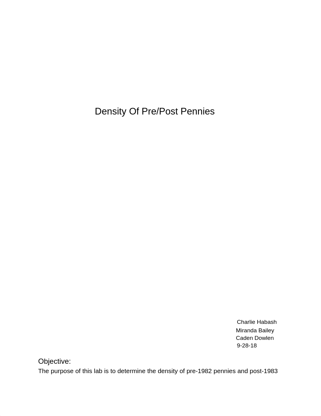 Density Of Pre/Post Pennies Lab Report_d4801uqxxir_page1