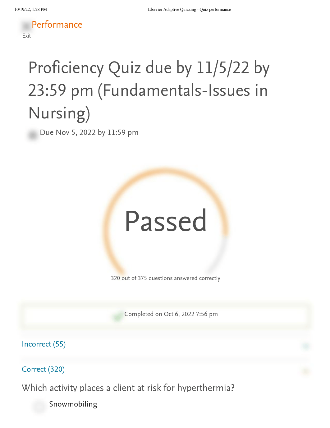 Elsevier Adaptive Quizzing - Quiz performance.pdf_d4896p1bepk_page1