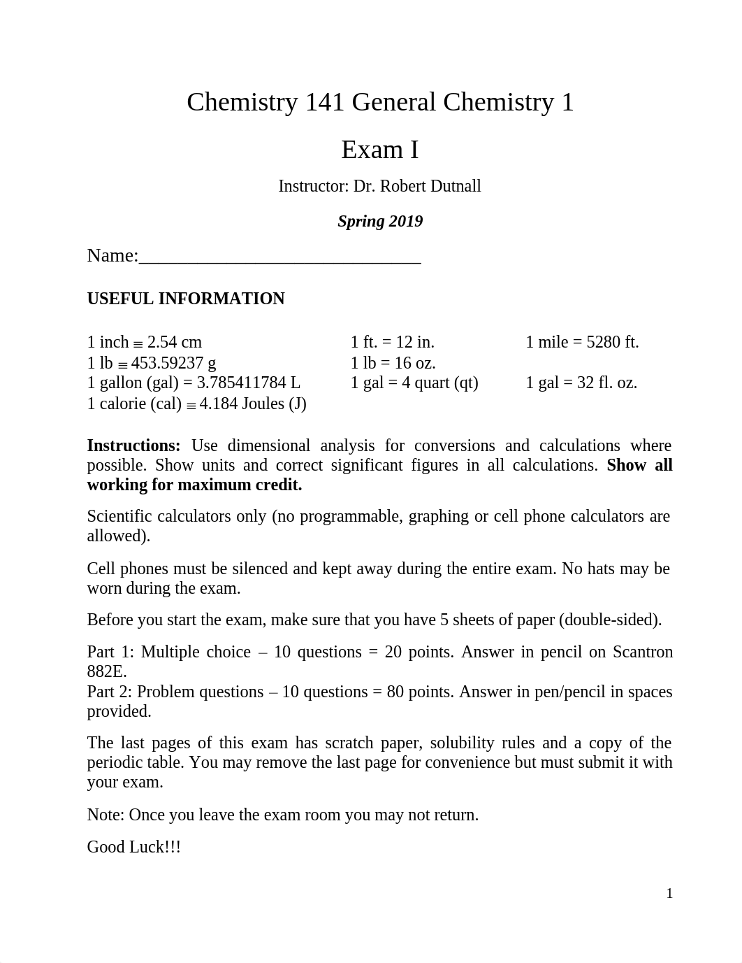 Chem 141 Unit 1 Exam Spring 2019 Key (Dutnall).pdf_d48k2ldgs2l_page1