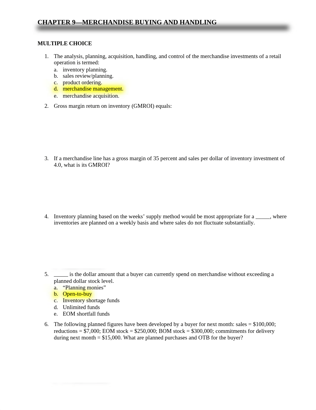 CHAPTER 9 QUIZ—MERCHANDISE BUYING AND HANDLING_d48lrp9zxvl_page1