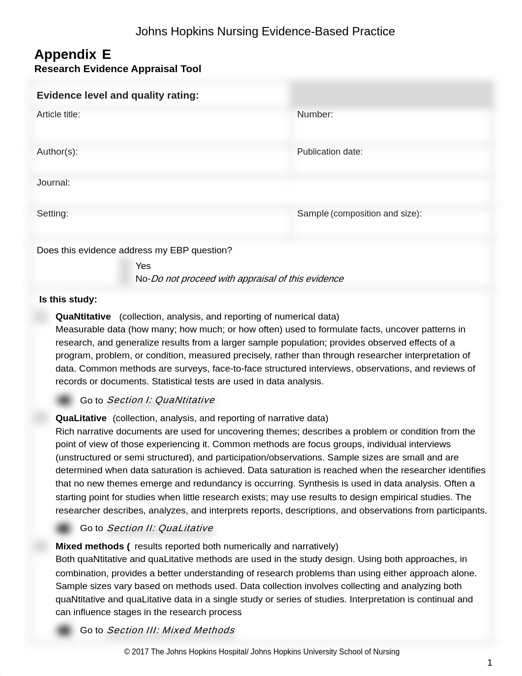 John Hopkins Nursing Evidence Based Practice Tool 2017_Appendix E_Research Appraisal Tool-2.pdf_d497lwwxepy_page1