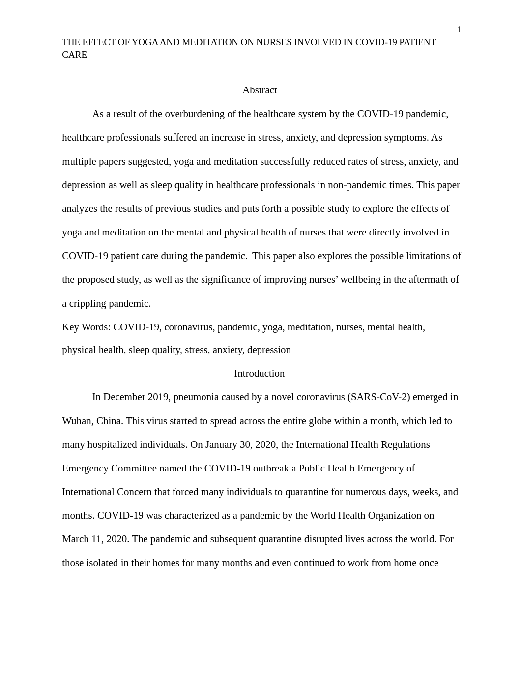 THE EFFECT OF YOGA AND MEDITATION ON NURSES INVOLVED IN COVID-19 PATIENT CARE.docx_d49c450q8uc_page1