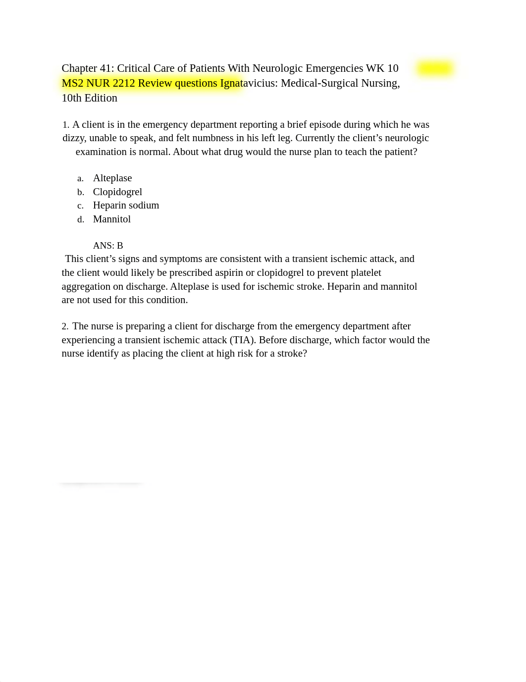 Chapter 41_ Critical Care of Patients With Neurologic Emergencies WK 10 MS2 NUR 2212 Review question_d49j637xe5g_page1