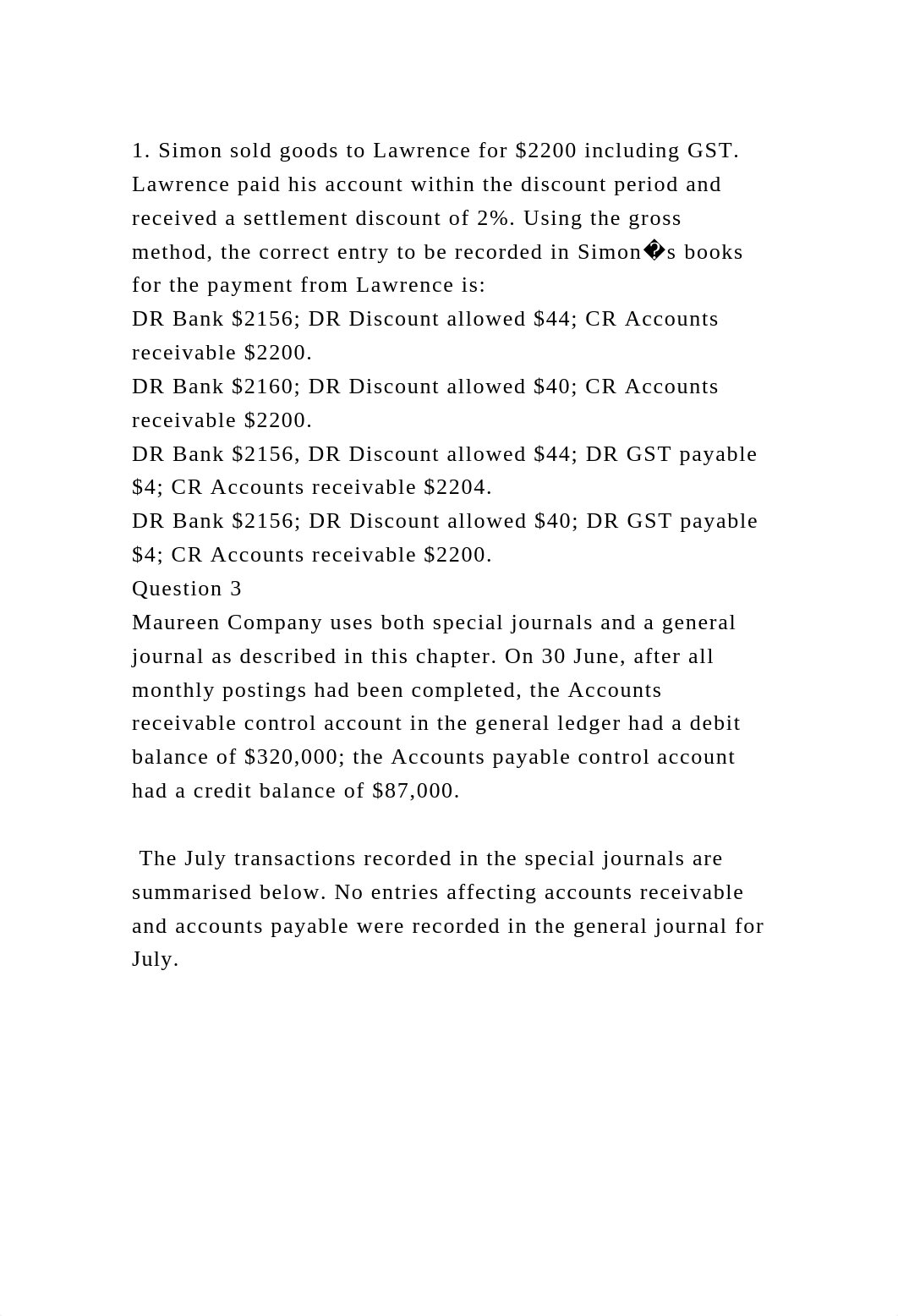 1. Simon sold goods to Lawrence for $2200 including GST. Lawrence pa.docx_d49liim6n44_page2